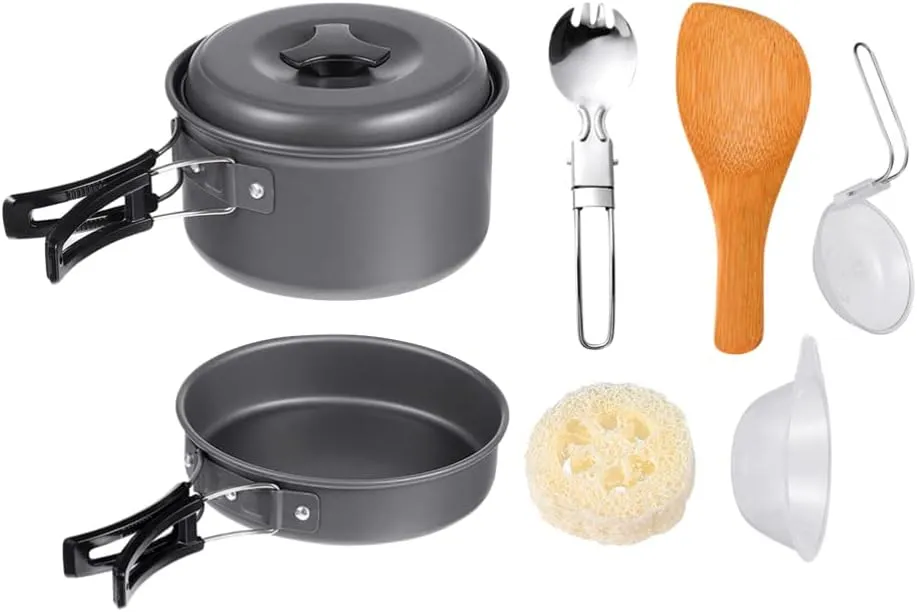 1 Set Outdoor Pot Camping Pan Camping Accessories Grilling Kit Stainless Steel Folding Bowl Camping Cookware Frying Pan for Camping Portable Pots and Pans Aluminum Alloy