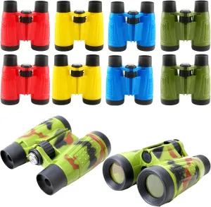10 Pack Jungle Safari Binoculars Multicolor Small Compact Binoculars Army Toy with Compass and Neck String for Kids Camping Adventure Bird Watching Birthday Party Favors, 5 Colors
