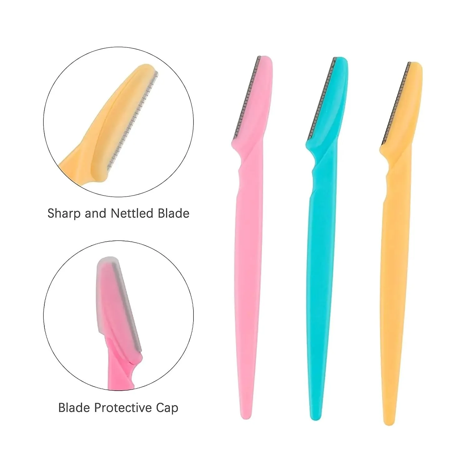 10 Pcs Eyebrow Trimmer Blade Shaver Portable Face Eye Brow Epilation Hair Removal Cutters Safety Woman Makeup(Mixed color)