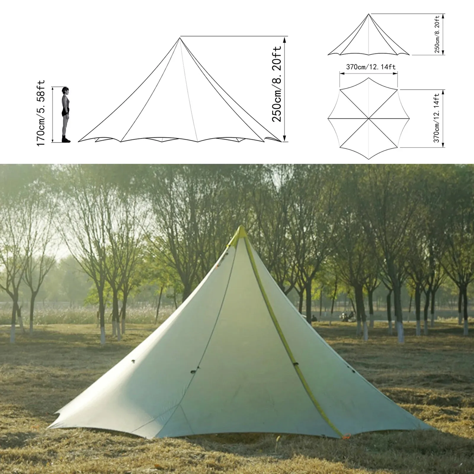 10 Person Ultralight 4 Season Pyramid Camping Tent