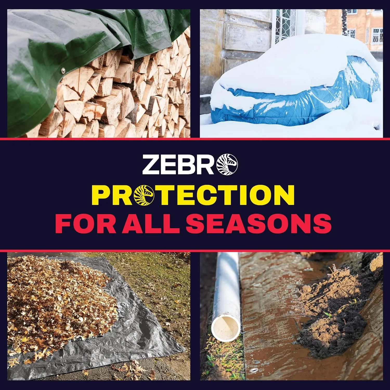 10' x 10' Brown Tarp with Grommets Reinforced - 5 Mil Thick - Durable UV Resistant Plastic Tarps Waterproof - Large Tarpaulin Cover for Outdoor Camping Over/Under Tent Tarp RV Roof Rain - Zebro