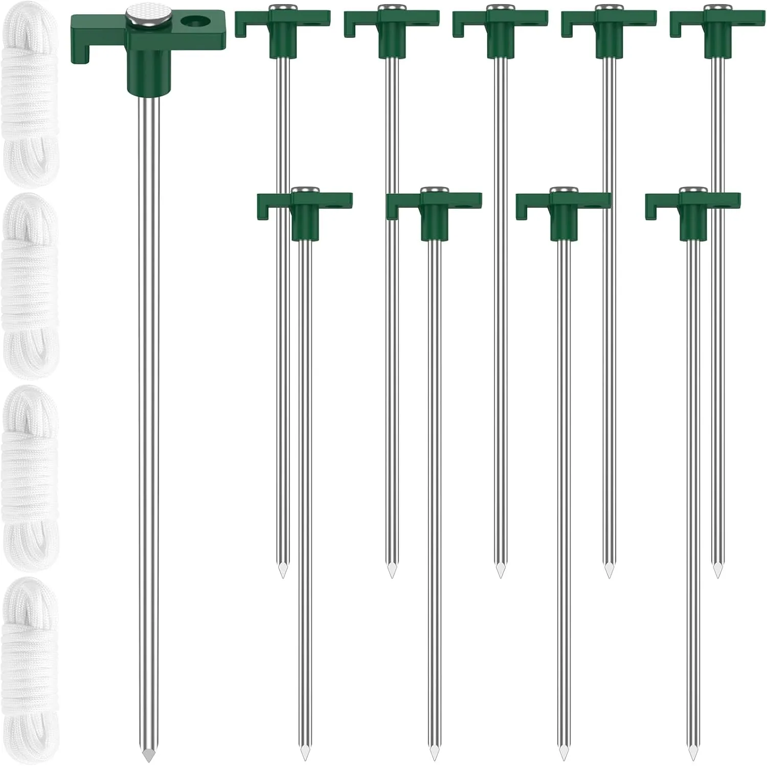 10Pcs Tent Stakes Set with 4 Ropes Metal Camping Tent Ground Stakes Sturdy Canopy Windproof Pegs Reusable Outdoor Tent Pegs Canopy Stakes Kit for Outdoor Camping Hiking/3754, 21213