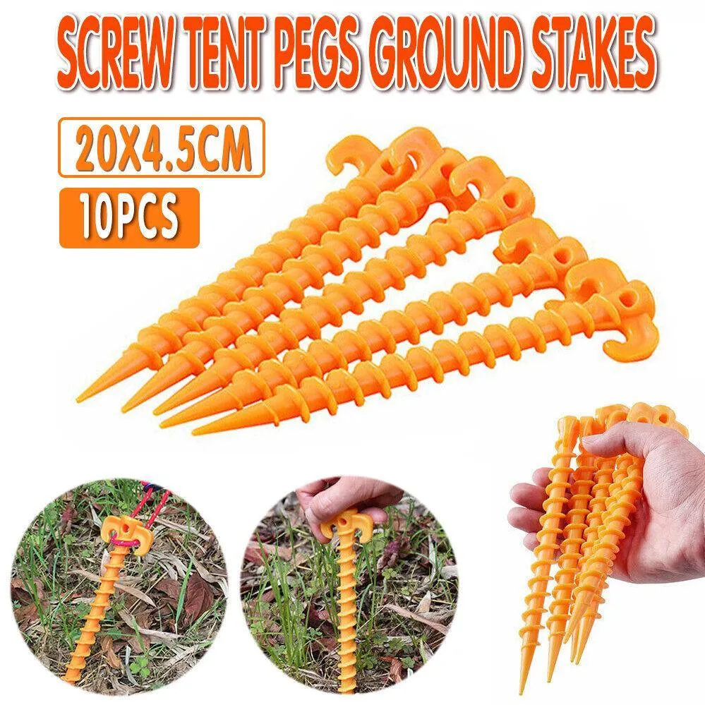 10X Spiral Screw Tent Pegs for Camping