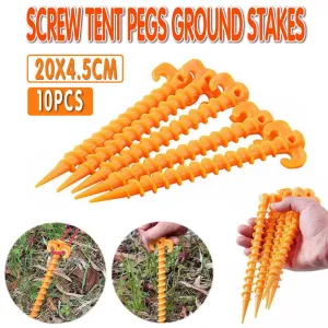 10X Spiral Screw Tent Pegs for Camping