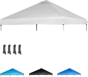 10x10 Canopy Replacement Cover, Pop Up Tent with Air Vent for Straight Leg Frame, Waterproof with Windproof Ropes for Garden Patio Camping (Top Only) (White)