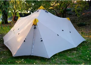 1240G Camping Tent Ultralight 6-8 Person Outdoor 20D Nylon Both Sides Silicon Coating Rodless Large Space Tent Triangle 4 Season