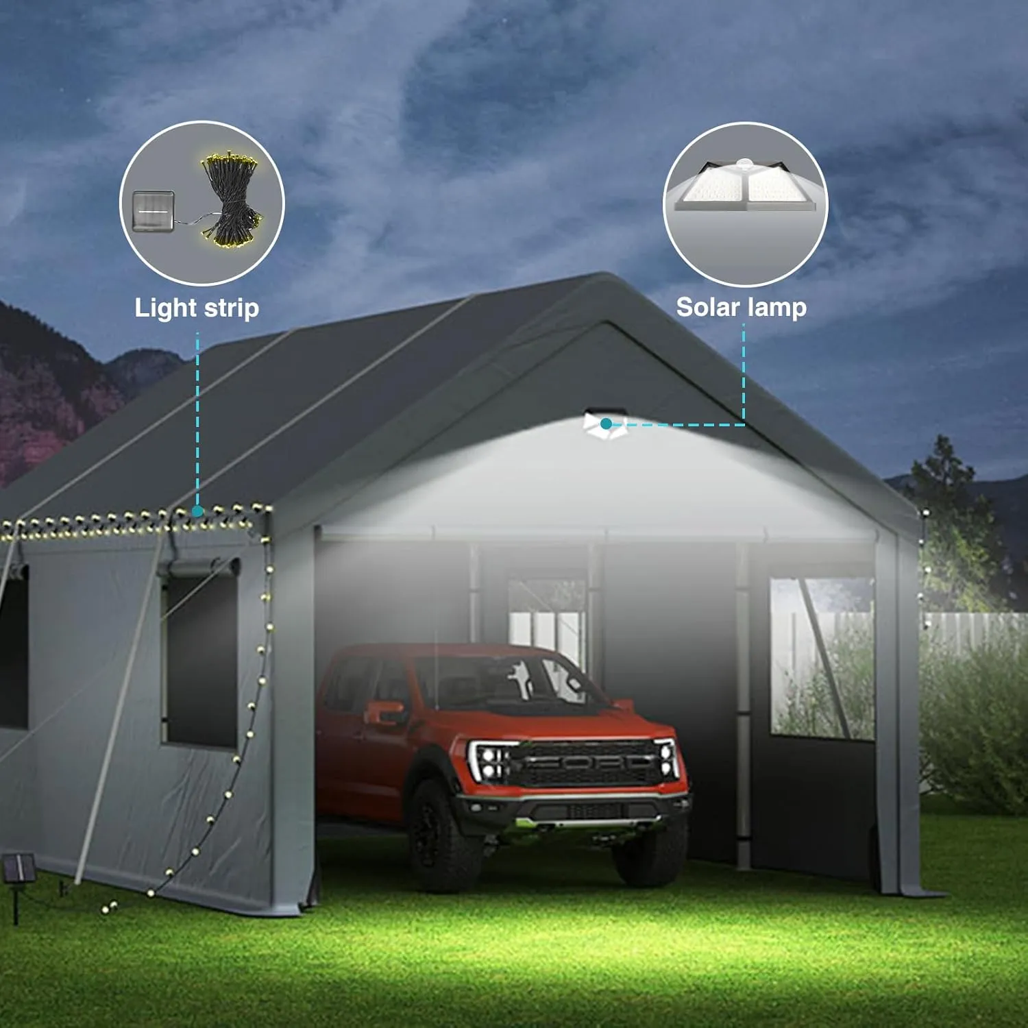 12x20FT Heavy Duty Carport Canopy,Extra Large Portable Car Tent Garage with Roll-up Windows and All-Season Tarp Cover,Removable Roof &Side Walls for Car, SUV,Boats&Truck Shelter Logic Storage