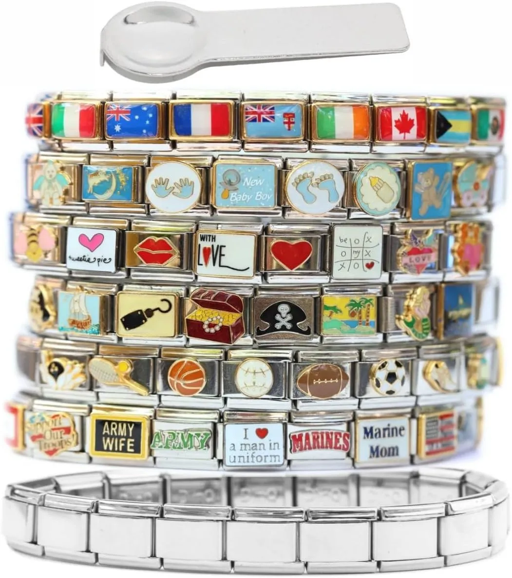 130 Assorted Italian Charms - Create Custom 9mm Charm Bracelets - Stainless Steel