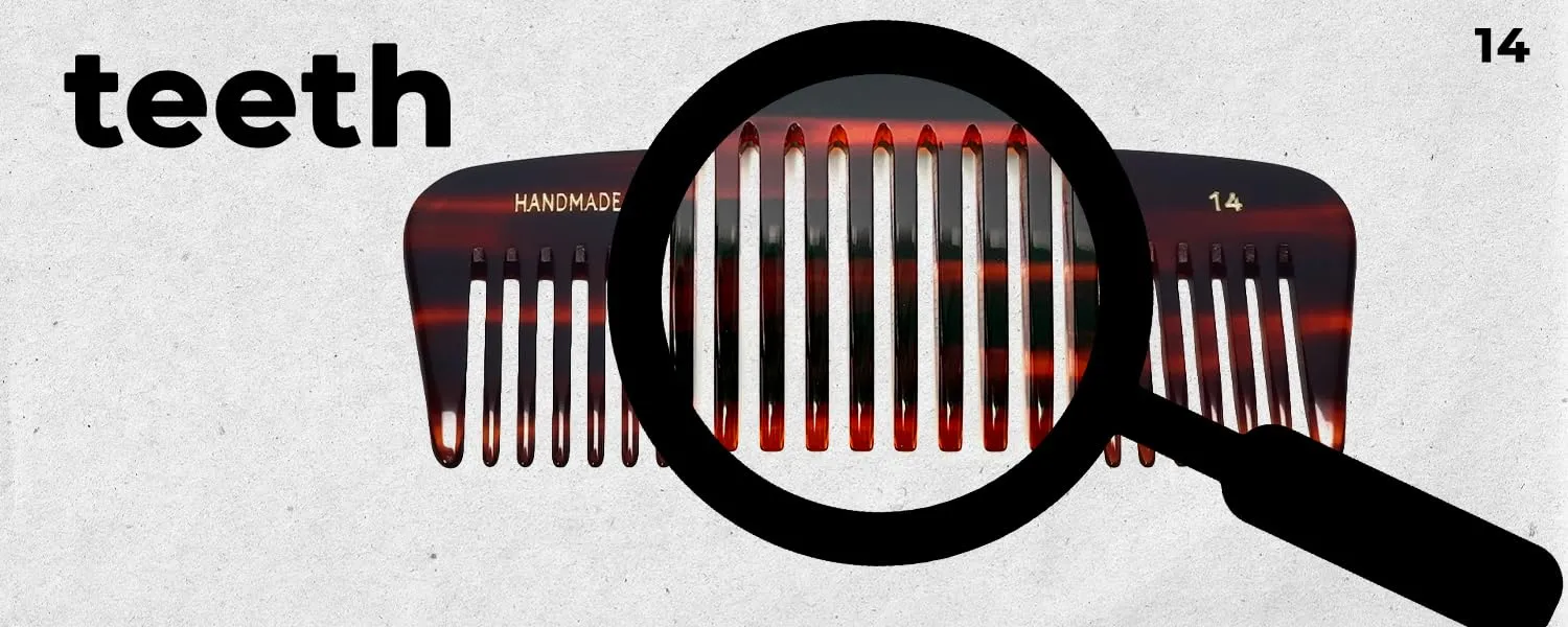 #14 Handmade Wide Tooth Comb Tortoise Havana Acetate Thick Coarse Curly Detangling Parting Grooming Teasing Hair Styling Hairdresser Barber Hairdressing Wet Dry Pocket Travel Women Men Kids