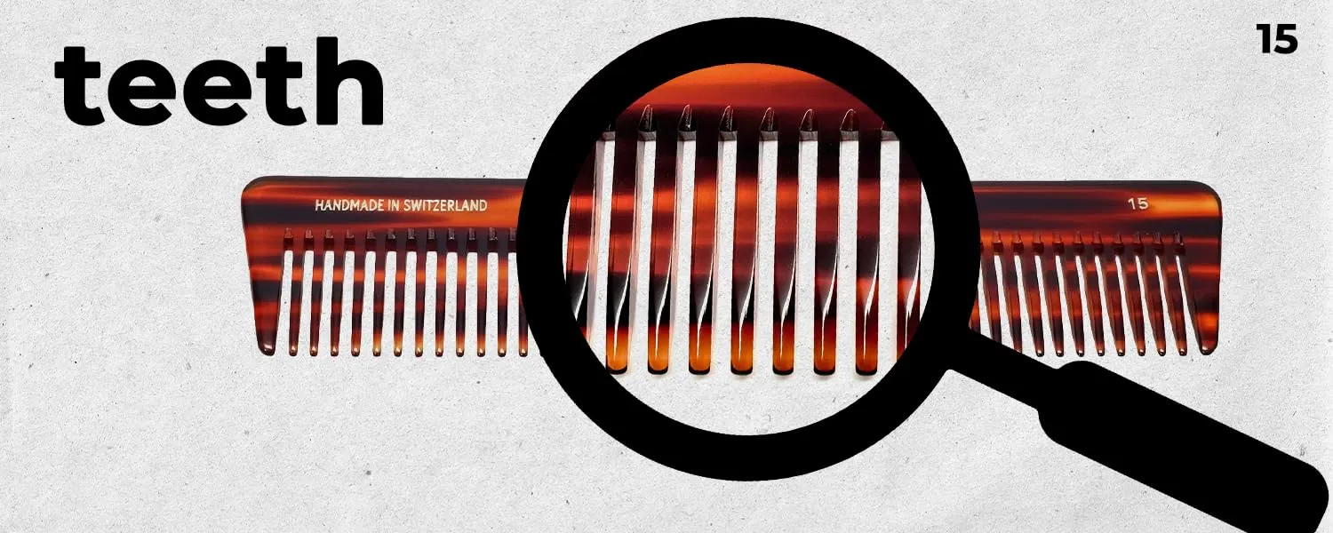 #15 Handmade Wide Tooth Comb Tortoise Havana Acetate Thick Coarse Curly Detangling Parting Grooming Teasing Hair Styling Hairdresser Barber Hairdressing Wet Dry Pocket Travel Women Men Kids