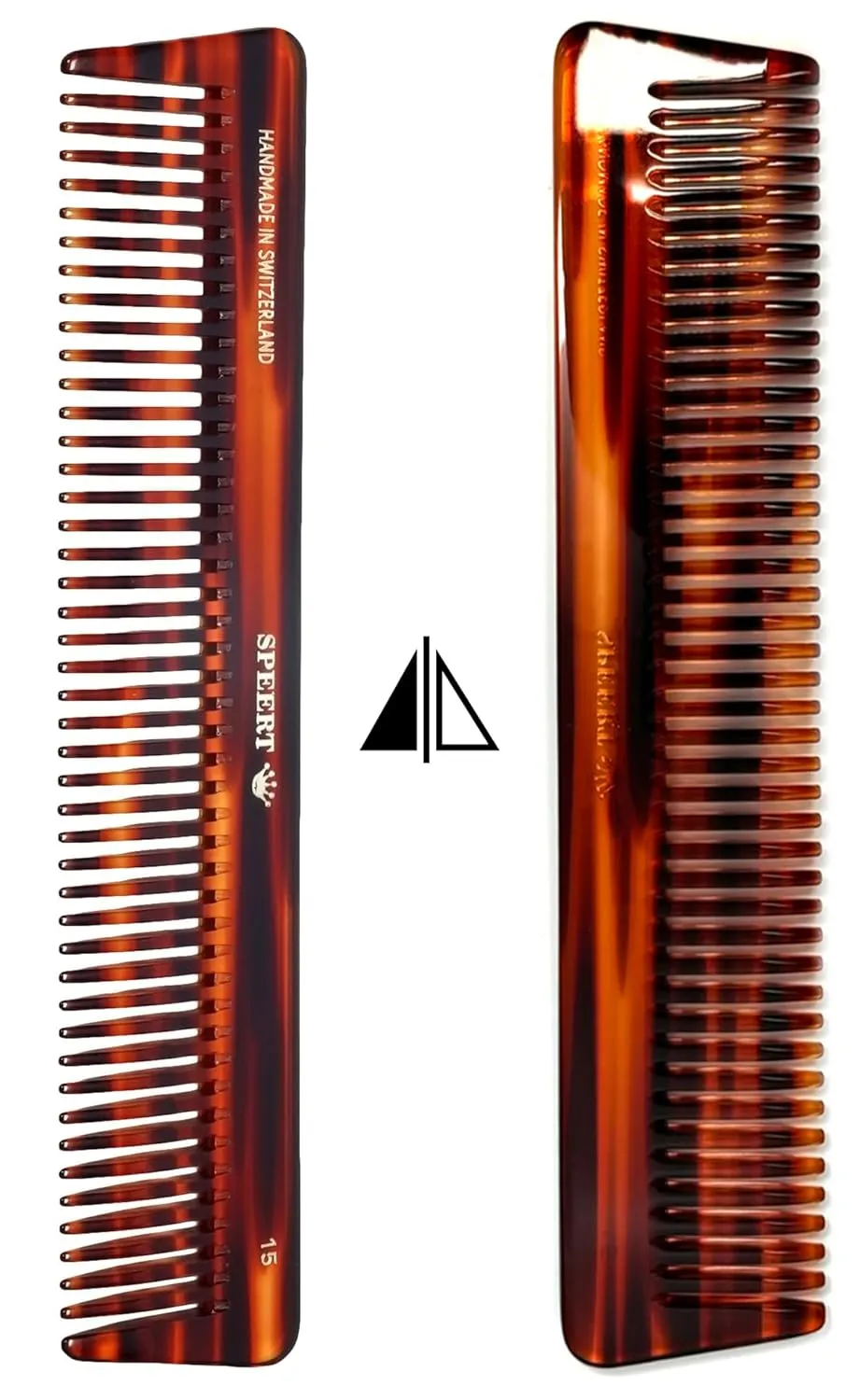 #15 Handmade Wide Tooth Comb Tortoise Havana Acetate Thick Coarse Curly Detangling Parting Grooming Teasing Hair Styling Hairdresser Barber Hairdressing Wet Dry Pocket Travel Women Men Kids