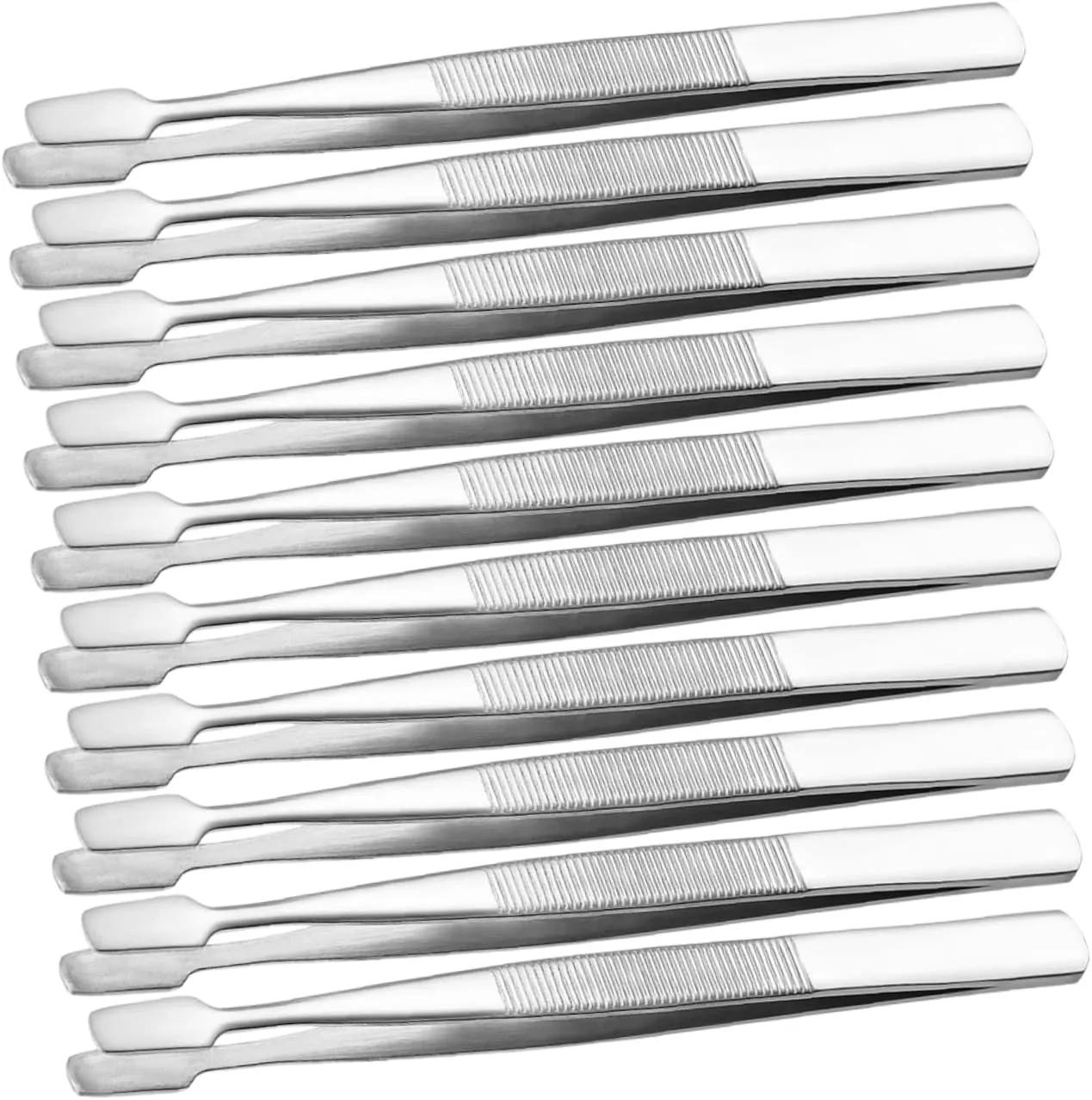 15pcs Stainless Steel Crafting Tweezers Ergonomic Non-magnetic False Eyelashes and Stamps Tools Lightweight Precision Tweezers for Makeup and Crafting
