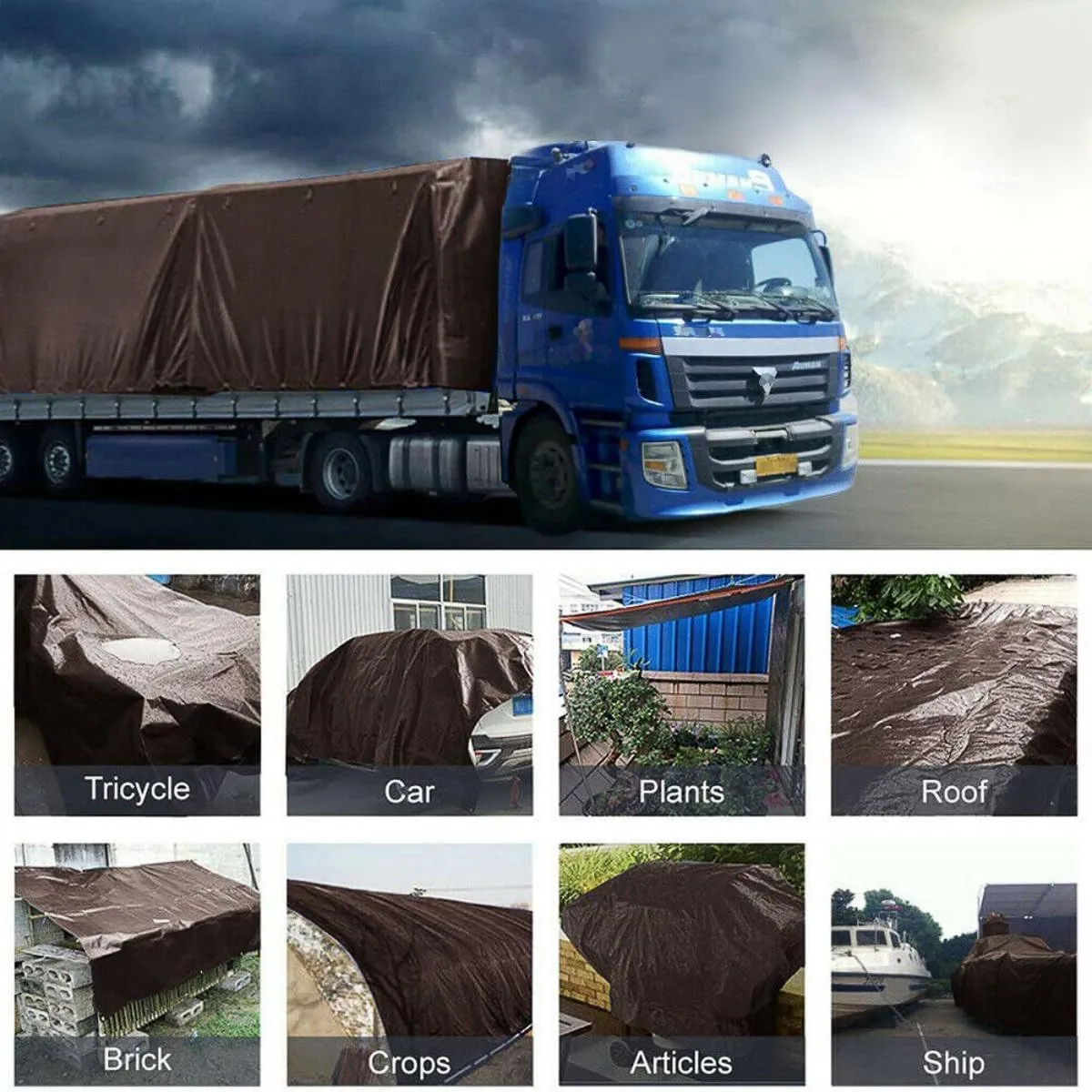 16' x 20' Tarps Heavy Duty Waterproof, 16 Mil Brown Poly Tarp Cover, UV Resistant, Rip and Tear Proof Tarpaulin with Grommets and Reinforced Edges for Roof, Patio, Camping, Boat, Pool