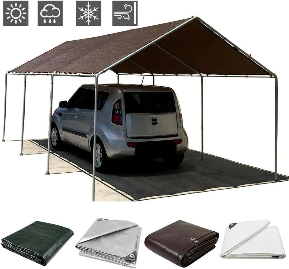 16' x 20' Tarps Heavy Duty Waterproof, 16 Mil Brown Poly Tarp Cover, UV Resistant, Rip and Tear Proof Tarpaulin with Grommets and Reinforced Edges for Roof, Patio, Camping, Boat, Pool