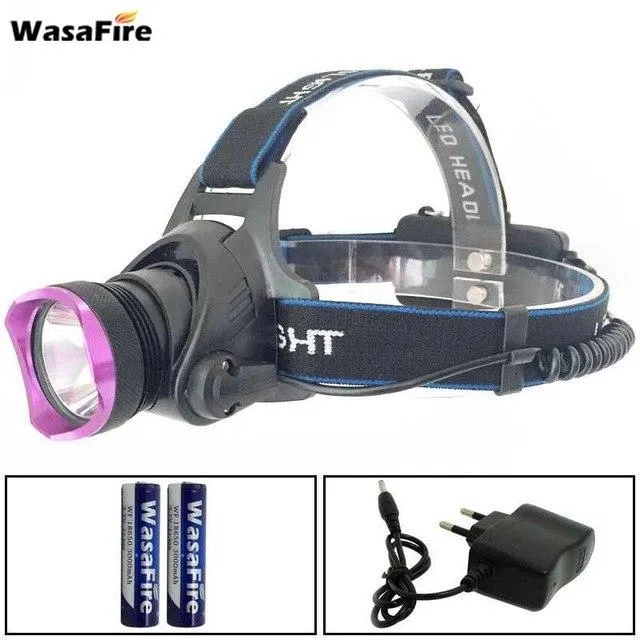 18650 Headlamp Rechargeable Light XM-L T6 LED Head Lamp Waterproof Headlight With 18650 Battery   Charger for Camping Cycling