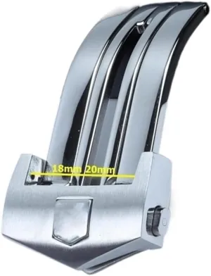 18mm 20mm 316L Stainless Steel Folding Butterfly Buckle Silver Black Watch Band for TAG Clasp for HEUER Carrera Clasp