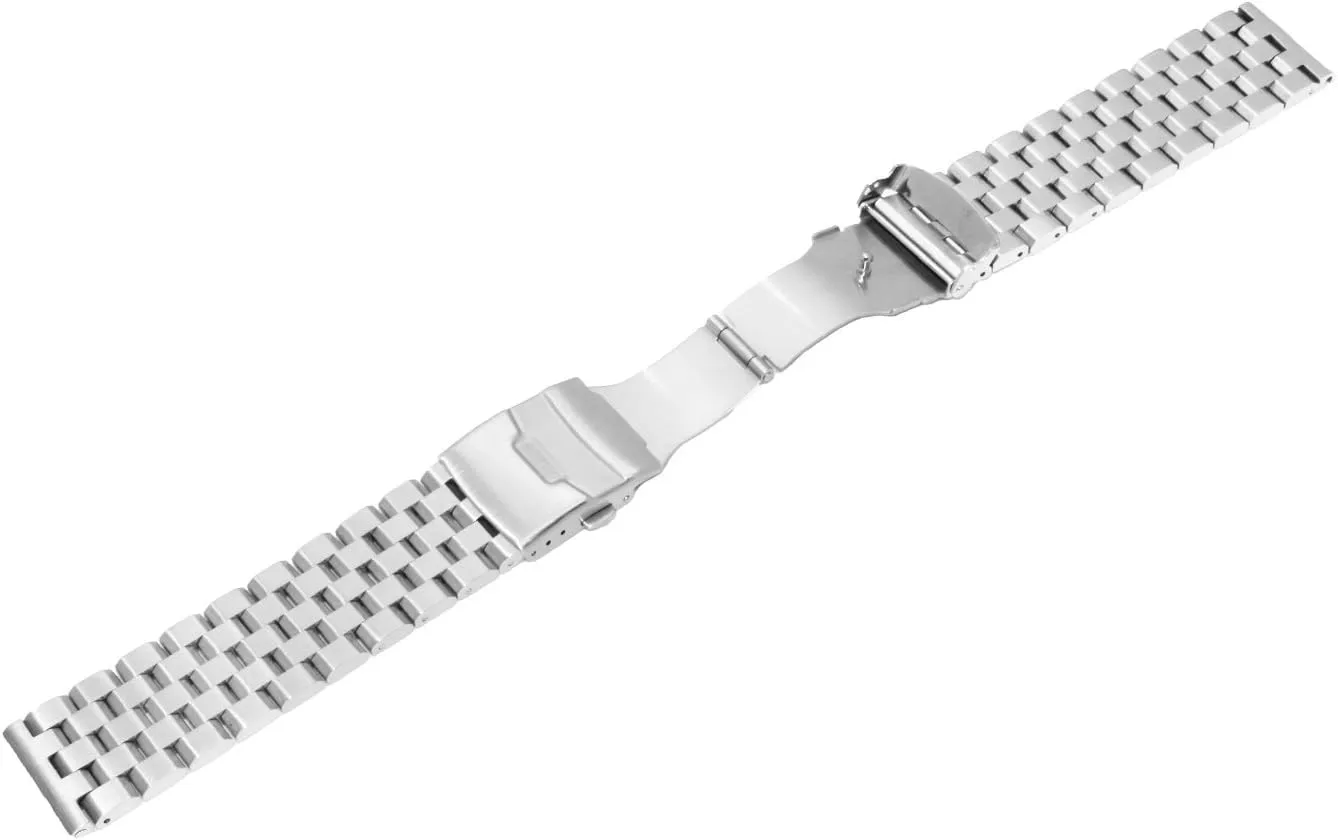 18mm/20mm/22mm/24mm/26mm Brushed Metal Watch Bands for Men Women Solid Stainless Steel Watch Band Watch Bracelet Strap Deployment Double FlipLock Buckle Black Silver Blue