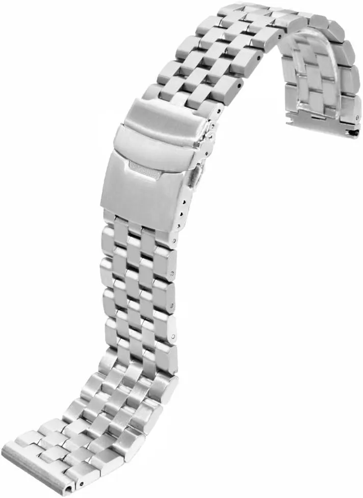 18mm/20mm/22mm/24mm/26mm Brushed Metal Watch Bands for Men Women Solid Stainless Steel Watch Band Watch Bracelet Strap Deployment Double FlipLock Buckle Black Silver Blue