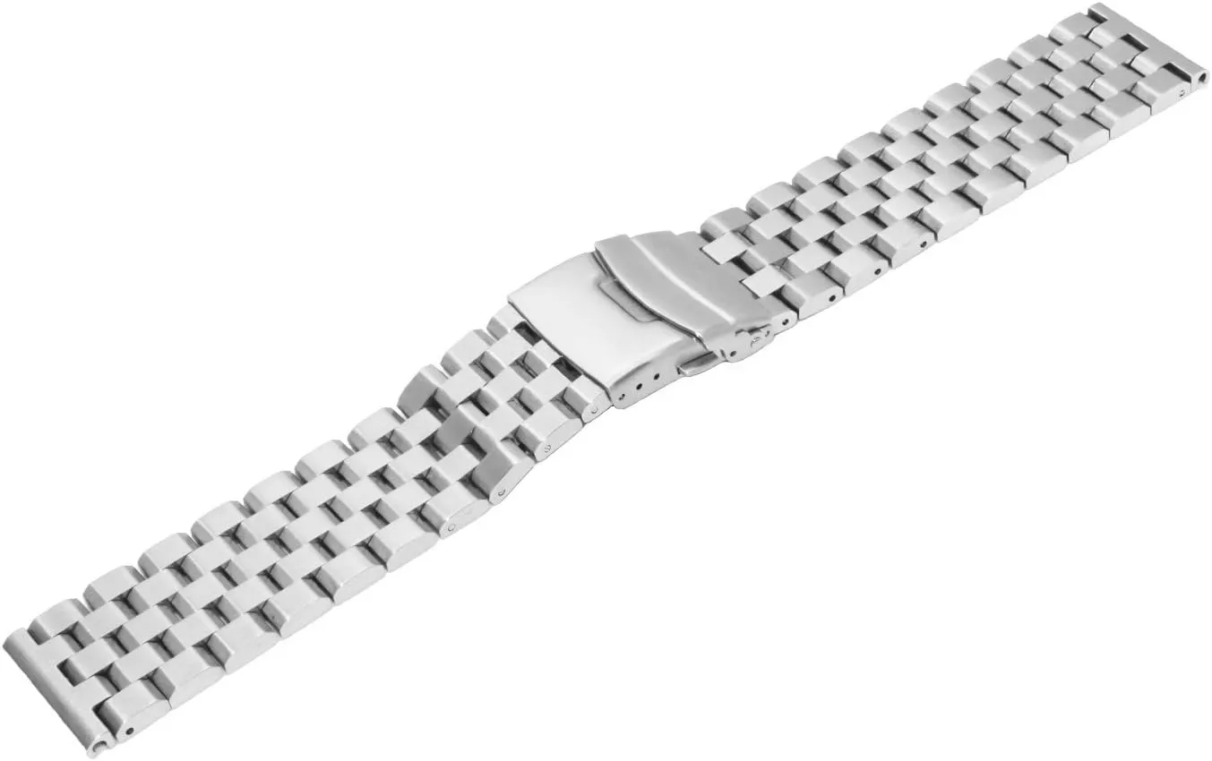 18mm/20mm/22mm/24mm/26mm Brushed Metal Watch Bands for Men Women Solid Stainless Steel Watch Band Watch Bracelet Strap Deployment Double FlipLock Buckle Black Silver Blue