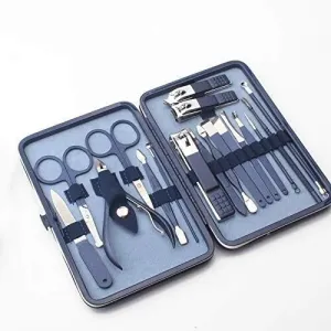 18pcs Nail Clipper Kit Professional Manicure Set Stainless Steel Cuticle Scissors Pushers Pedicure Trimming Tools Nail Grooming Kits (18pcs)