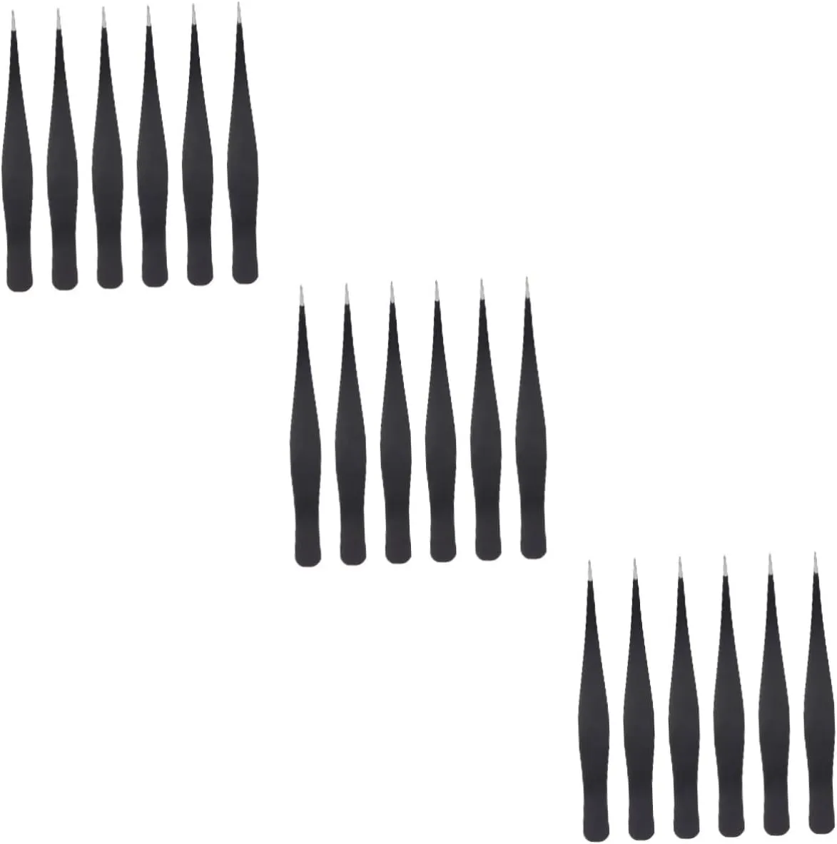 18pcs Stainless Steel Eyelash Tweezers for Makeup Ergonomic Design for Easy False Eyelash Application and Removal Precision Grooming Tool for Eyebrows and Lashes