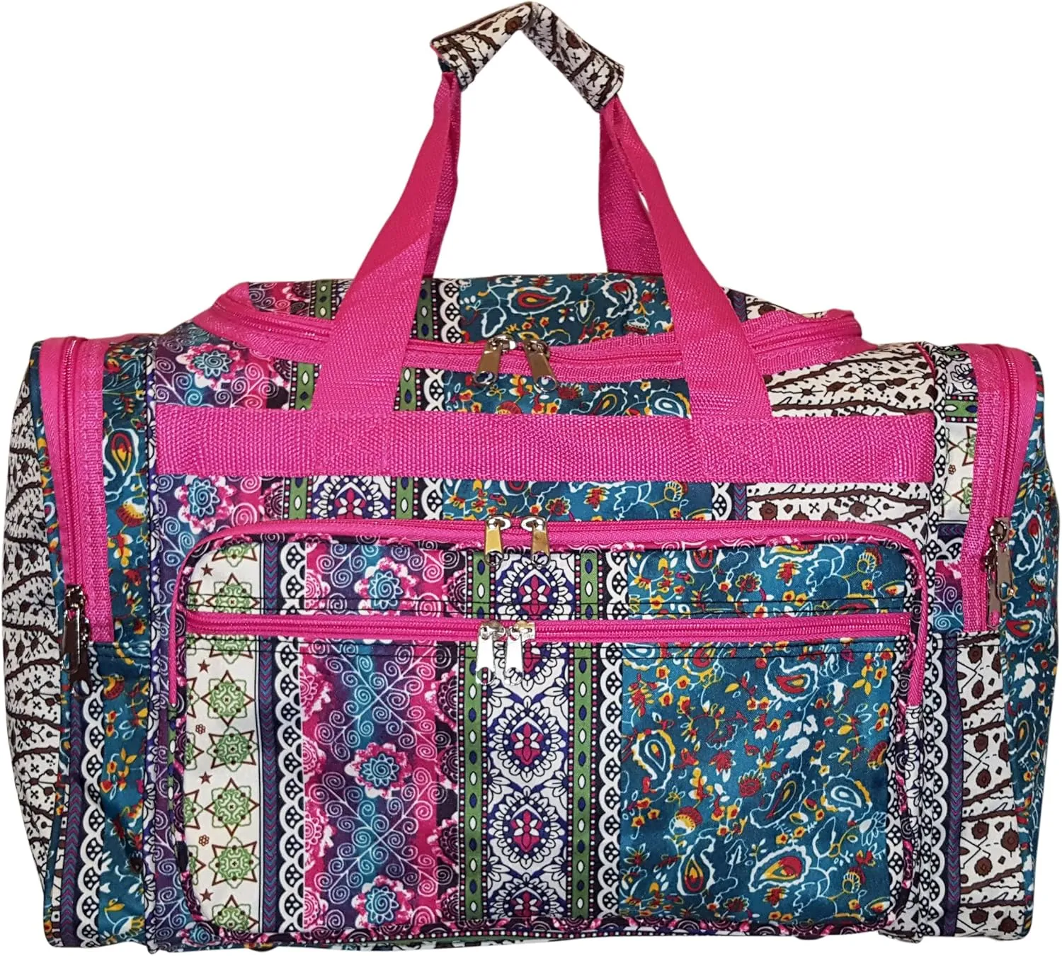 19" Fashion Multi Pocket Duffle Bag - Personalization Available (Blank - Boho Pink)