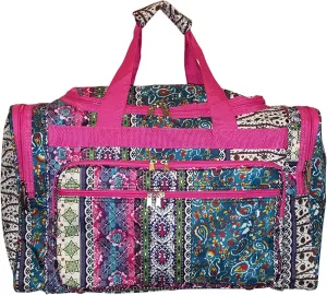 19" Fashion Multi Pocket Duffle Bag - Personalization Available (Blank - Boho Pink)