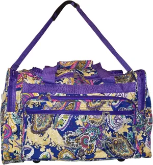 19" Fashion Multi Pocket Duffle Bag - Personalization Available (Blank - Multi Purple Trim)
