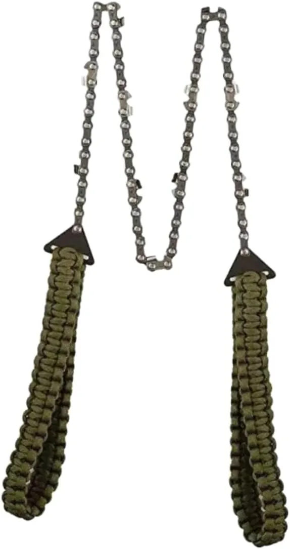1pc Pocket Survival Sawing Tool Green Hand Zipper Rope Chainsaw for Efficient Cutting Camping Hiking and Outdoor Adventures Lightweight Design