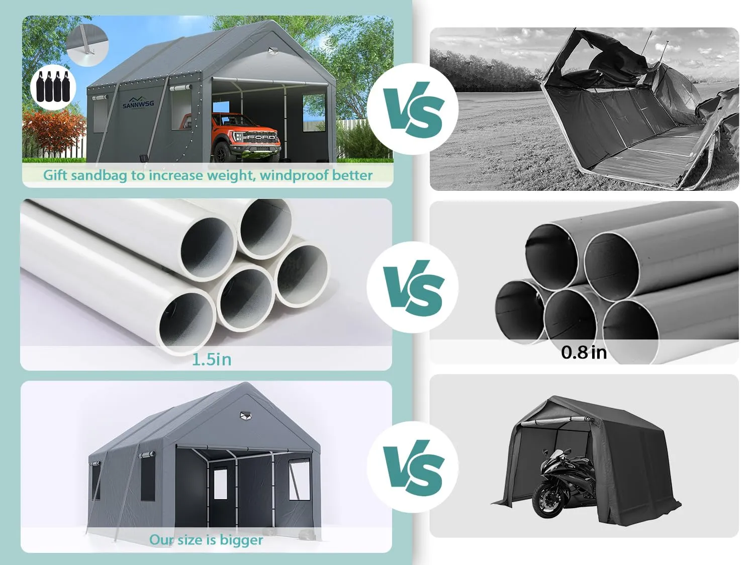2 Car Carports 20X20 Heavy Duty，Car Ports with 180G Removable Side Walls, Carport Canopy, Portable Car Port Garage, Car Shelter All Weather,Gray