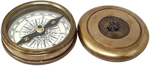 2 Inches Robert Frost Poem, Antique Brass Nautical Pocket Compass for Hiking Camping Hunting Outdoor Military Navigation Tool