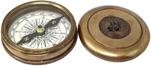 2 Inches Robert Frost Poem, Antique Brass Nautical Pocket Compass for Hiking Camping Hunting Outdoor Military Navigation Tool