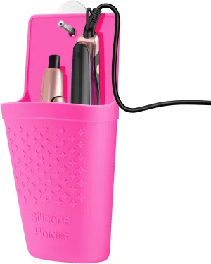 2 Pack Heat Resistant Silicone Hair Iron Mat and Pouch,Portable Travel Hair Straightener Mat and Holder for Hair Styling Tools.(Hot Pink)