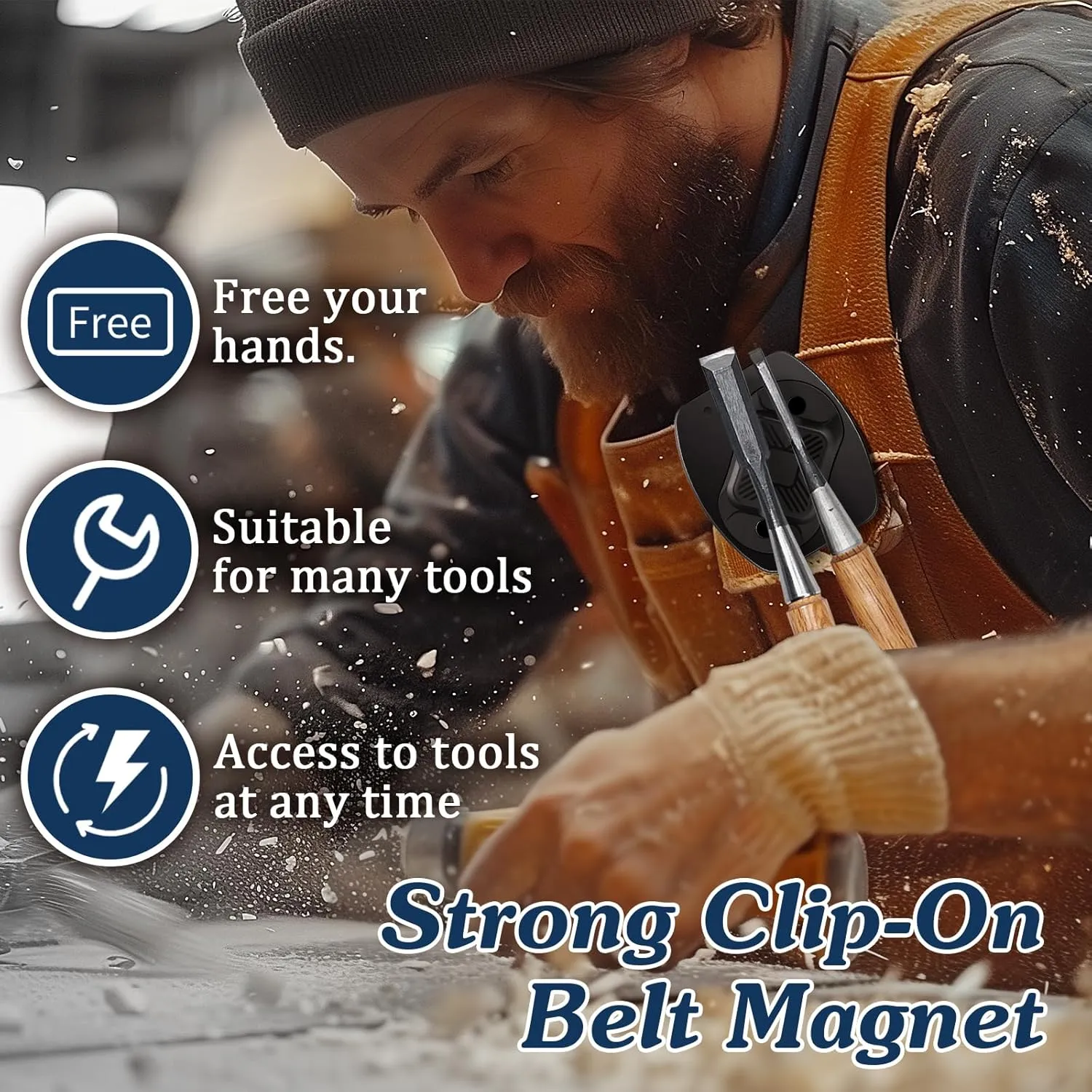 2-Pack Magnetic Tool Holder, Full Metal Magnetic Belt Clip Holster for Screws,Nails,Hammer,Pliers,Spanner and Any Magnet Hardware, Great for Electricians, Plumbers, Carpenters
