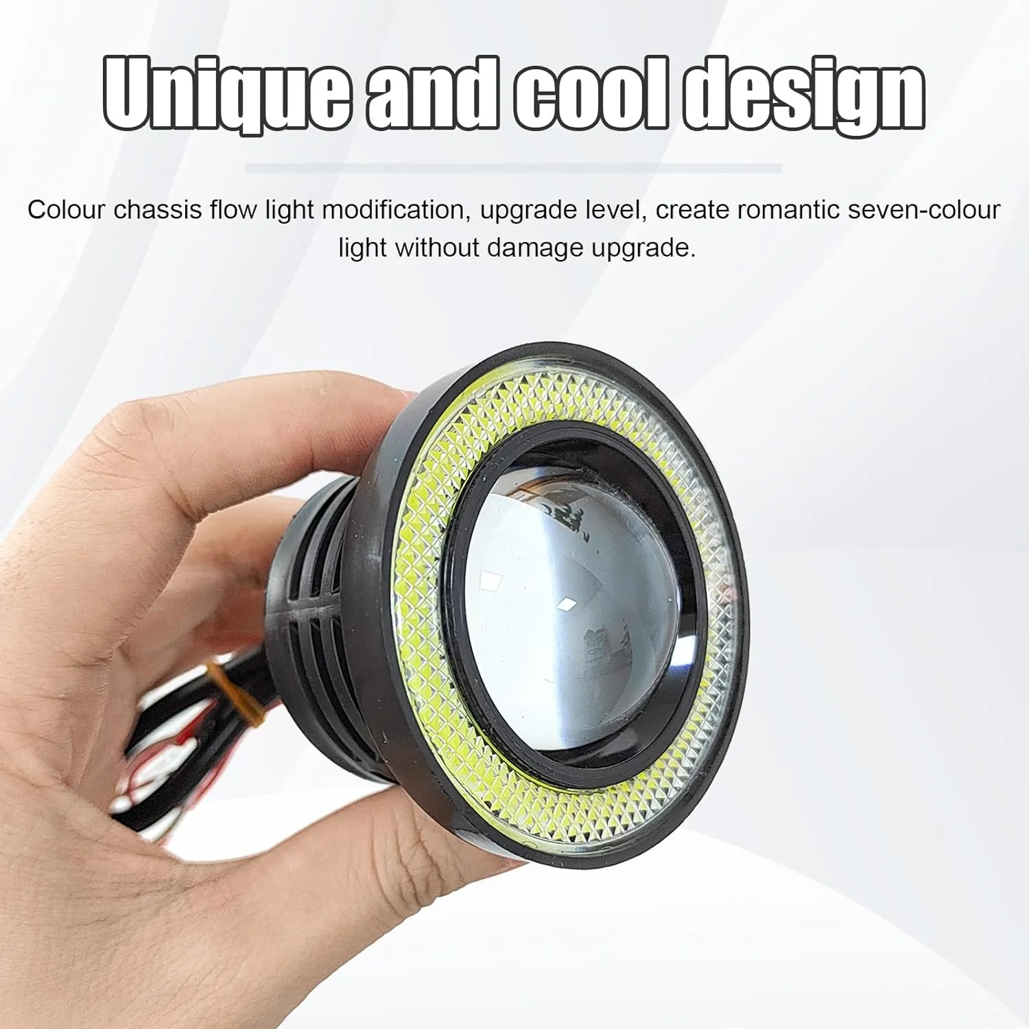 2 PCS Car Angel Eye Fog Light, 2.5'' Round COB LED Super Bright High Power Fog Angel Eye Projector with Halo Rings, Universal DRL Daytime Driving Light Fog Lamp Bulbs (Ice Blue)