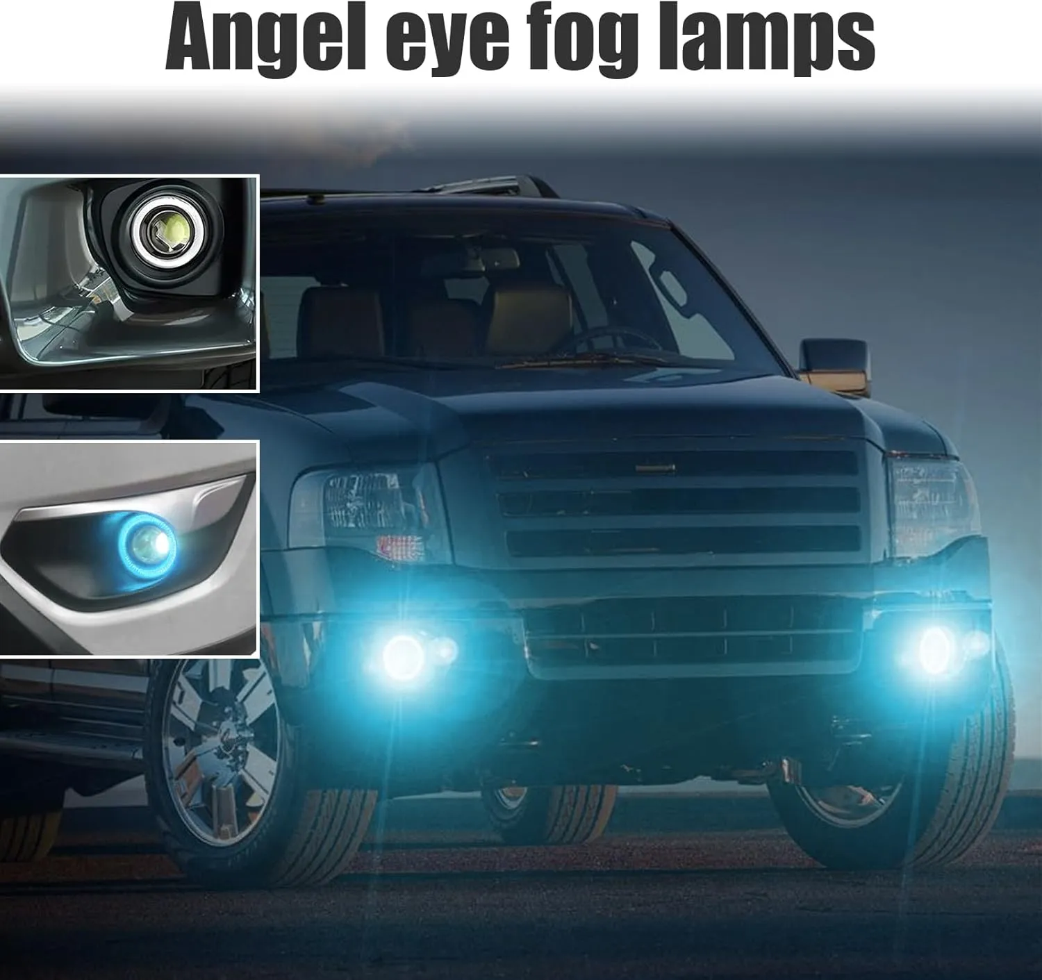 2 PCS Car Angel Eye Fog Light, 2.5'' Round COB LED Super Bright High Power Fog Angel Eye Projector with Halo Rings, Universal DRL Daytime Driving Light Fog Lamp Bulbs (Ice Blue)
