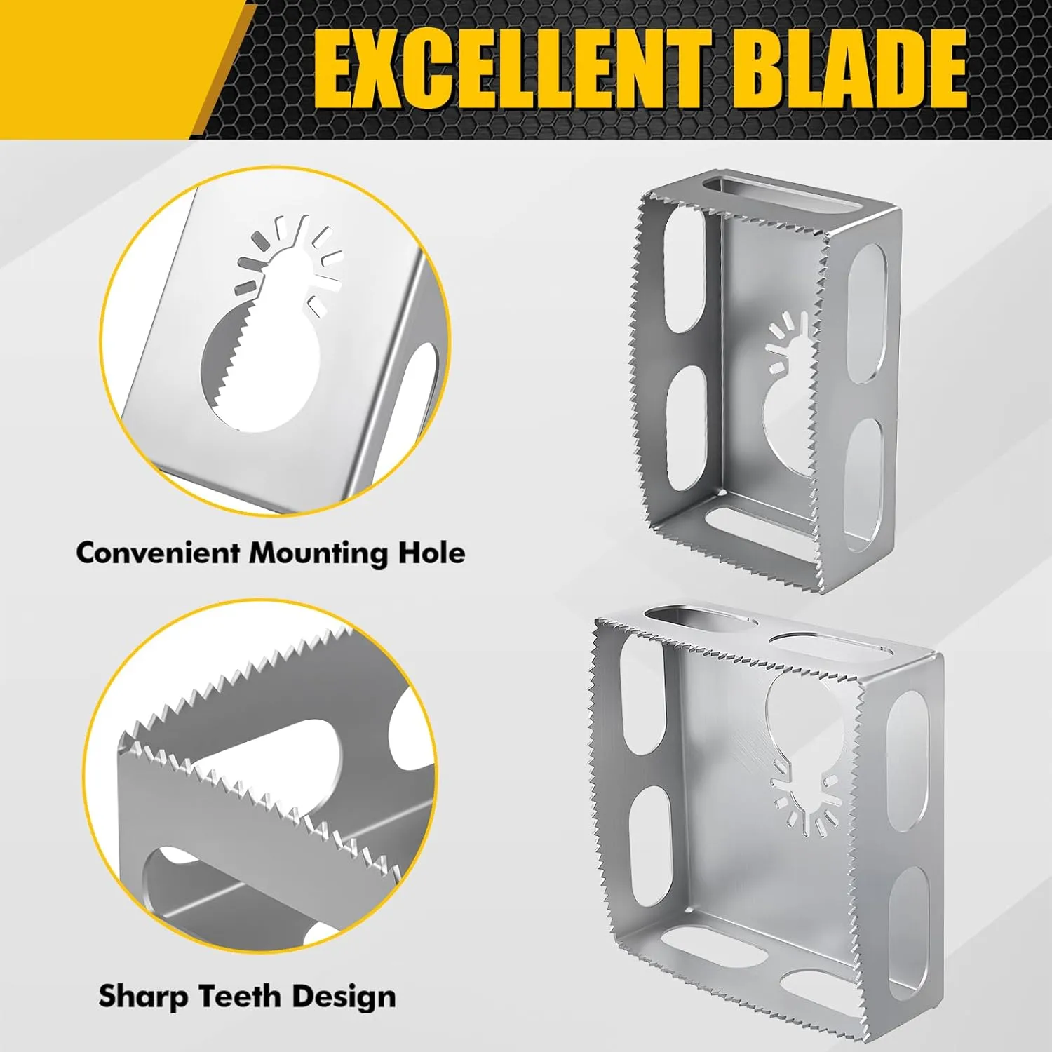 2 Pcs Square Slot Cutter Compatible for Dewalt 20V & Milwukee M18 Oscillating Multi-Tool to Cut-in Single Gang Wall Boxes,Outlet Cutter for Drywall,Efficient Carving Tool,Rectangle   Square