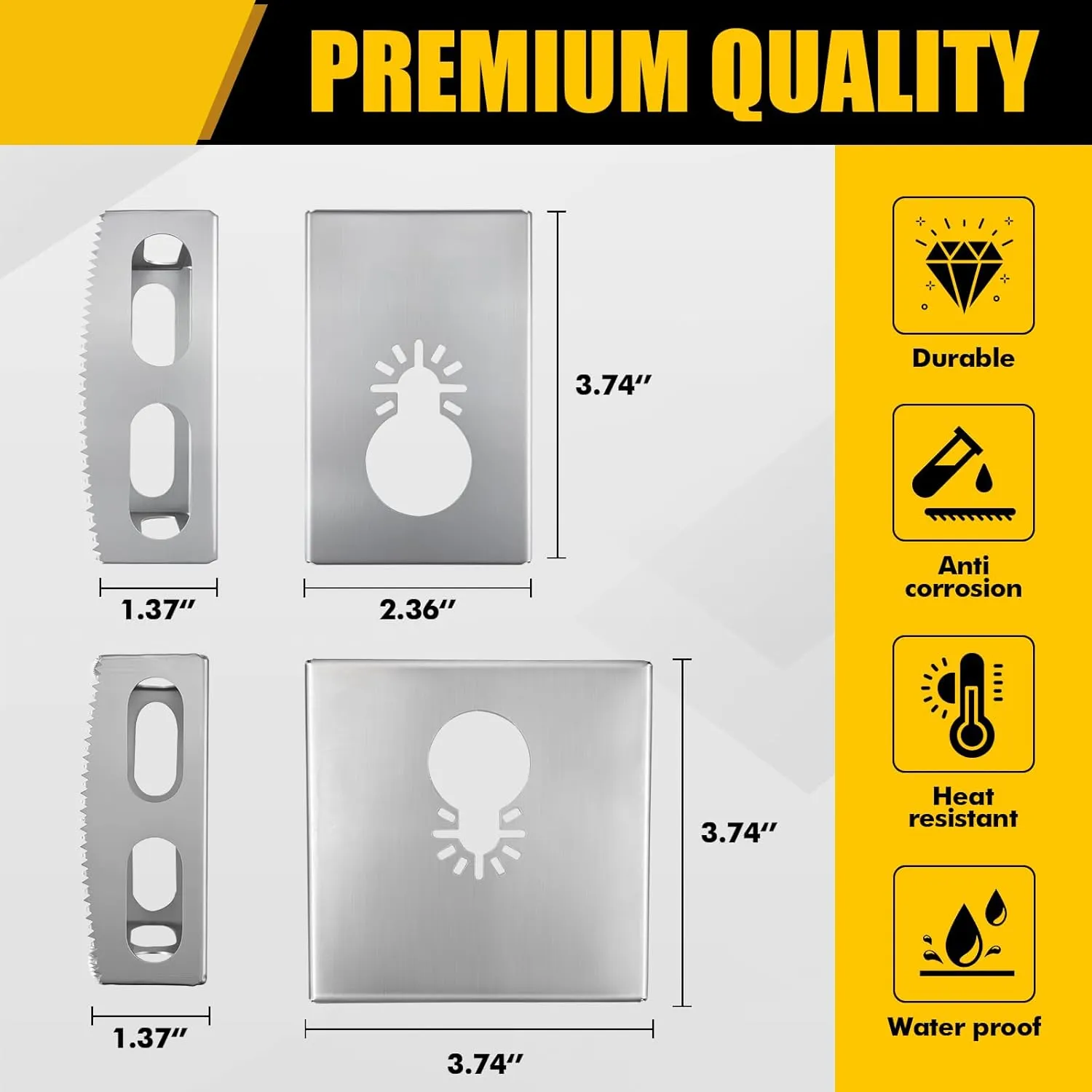 2 Pcs Square Slot Cutter Compatible for Dewalt 20V & Milwukee M18 Oscillating Multi-Tool to Cut-in Single Gang Wall Boxes,Outlet Cutter for Drywall,Efficient Carving Tool,Rectangle   Square
