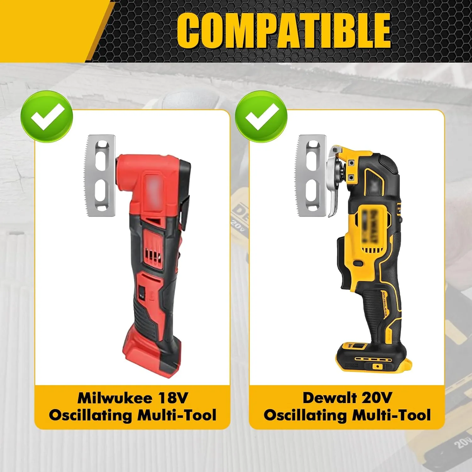 2 Pcs Square Slot Cutter Compatible for Dewalt 20V & Milwukee M18 Oscillating Multi-Tool to Cut-in Single Gang Wall Boxes,Outlet Cutter for Drywall,Efficient Carving Tool,Rectangle   Square