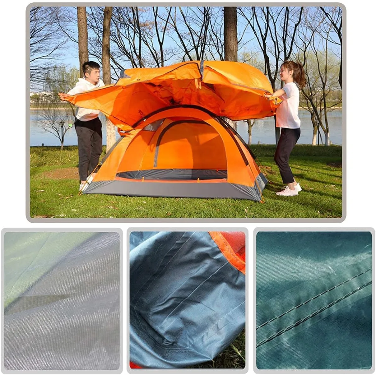 2 Person Camping Tent Lightweight Windproof 2 Doors Easy Setup Double Layer Outdoor Tent for Family Hunting Hiking Mountaineering Travel