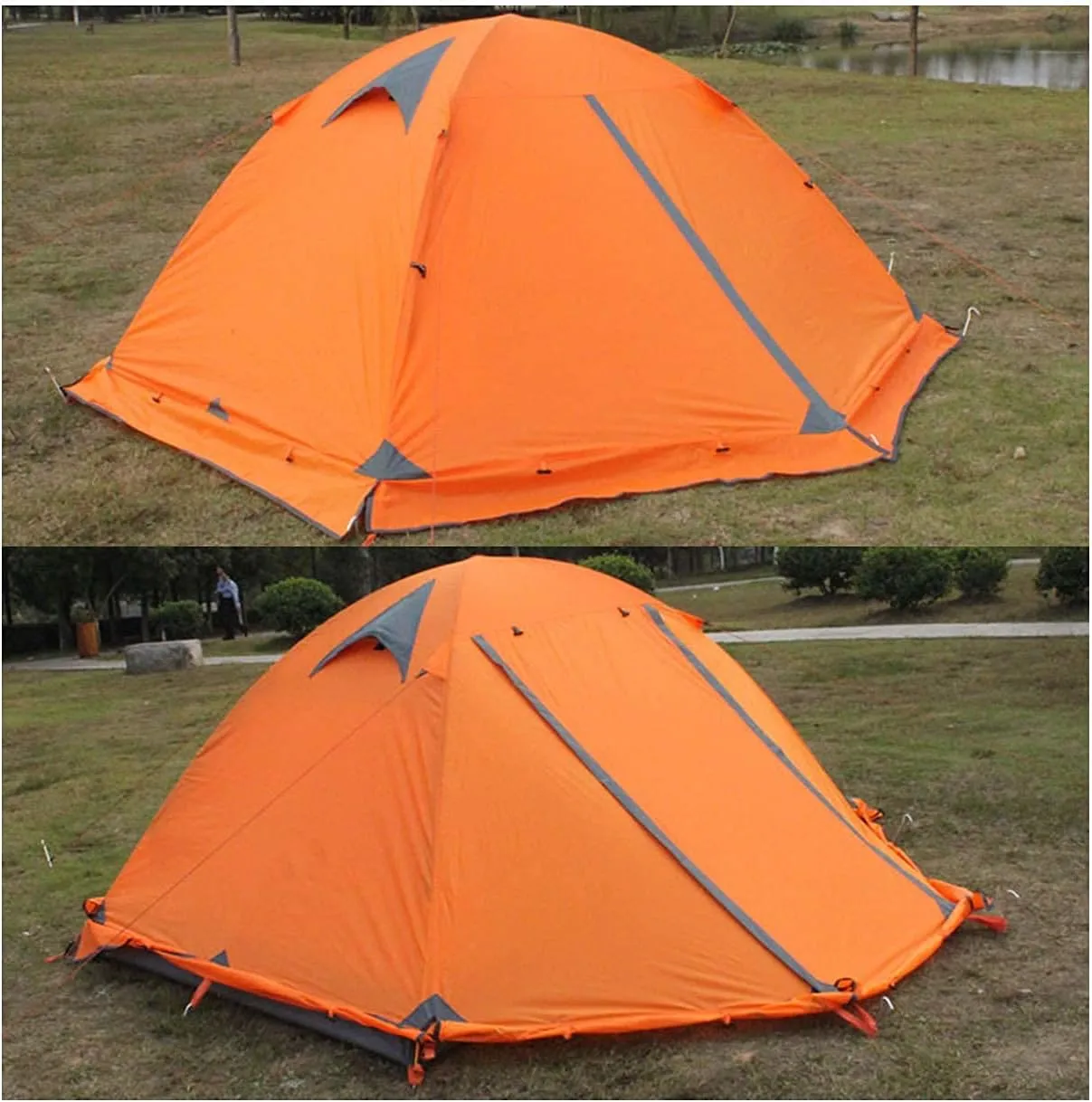 2 Person Camping Tent Lightweight Windproof 2 Doors Easy Setup Double Layer Outdoor Tent for Family Hunting Hiking Mountaineering Travel