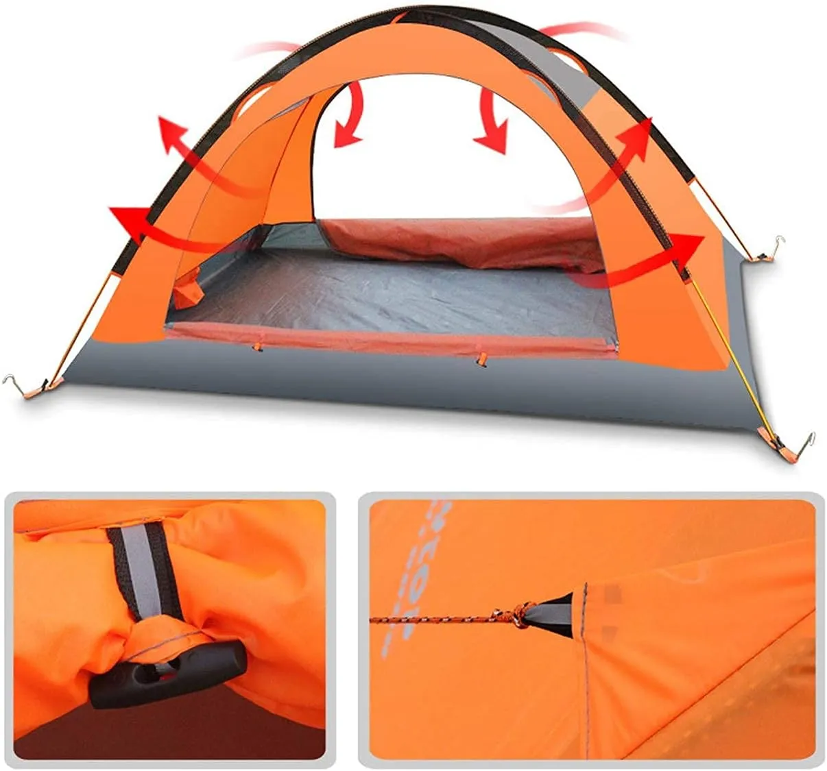 2 Person Camping Tent Lightweight Windproof 2 Doors Easy Setup Double Layer Outdoor Tent for Family Hunting Hiking Mountaineering Travel