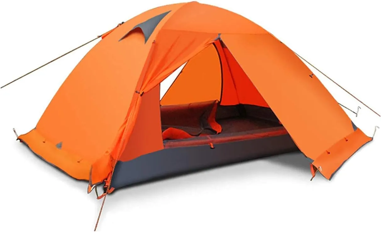 2 Person Camping Tent Lightweight Windproof 2 Doors Easy Setup Double Layer Outdoor Tent for Family Hunting Hiking Mountaineering Travel
