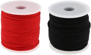 2 Sets 50m Paracord Parachute Rope, High Strength Nylon Tent Guy Line for Camping, Fishing, and Outdoor Activities (Red   Black)