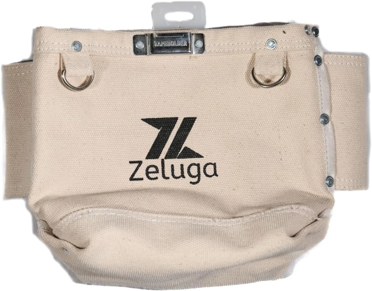 20-336 28 oz Canvas Fastener Tool Pouch, Bolt Bag with Bull-pin Loop, Clip-On Tool Bag for Tools, Screws and Nails, Tunnel Loop Connection, White