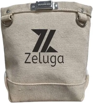 20-336 28 oz Canvas Fastener Tool Pouch, Bolt Bag with Bull-pin Loop, Clip-On Tool Bag for Tools, Screws and Nails, Tunnel Loop Connection, White