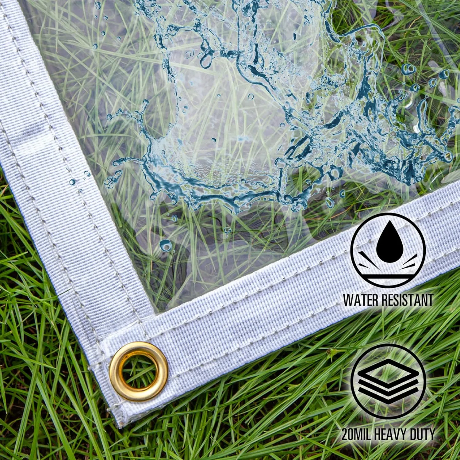 20 Mil 4'x6'Super Heavy Duty Transparent Waterproof PVC Tarpaulin with Brass Grommets - for Patio Enclosure, Temporary Wall, Multipurpose