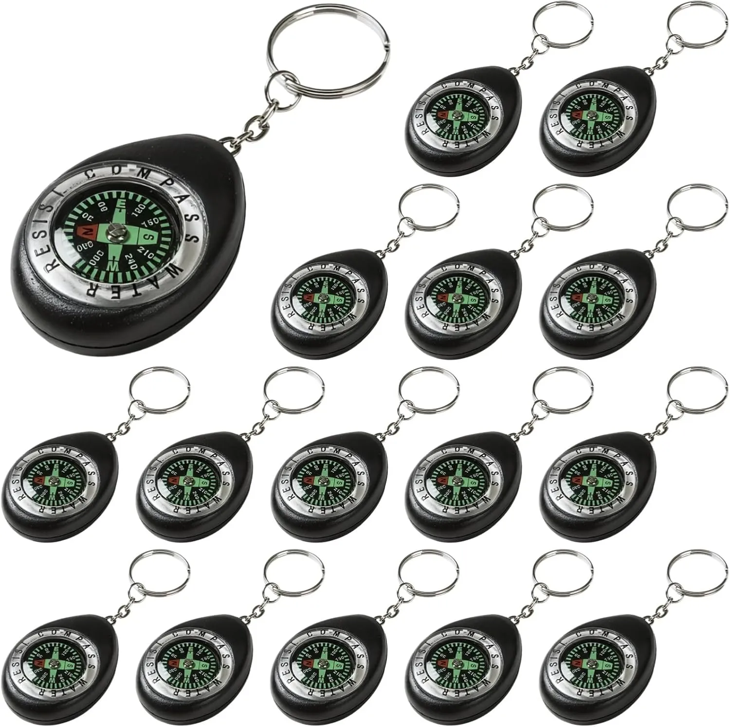 20 Pack Mini Compasses with Key Ring, Compact Navigation Tools for Outdoor Adventures, Hiking, and Camping, Lightweight (1.54 X 2.09 X 0.59 Inches)