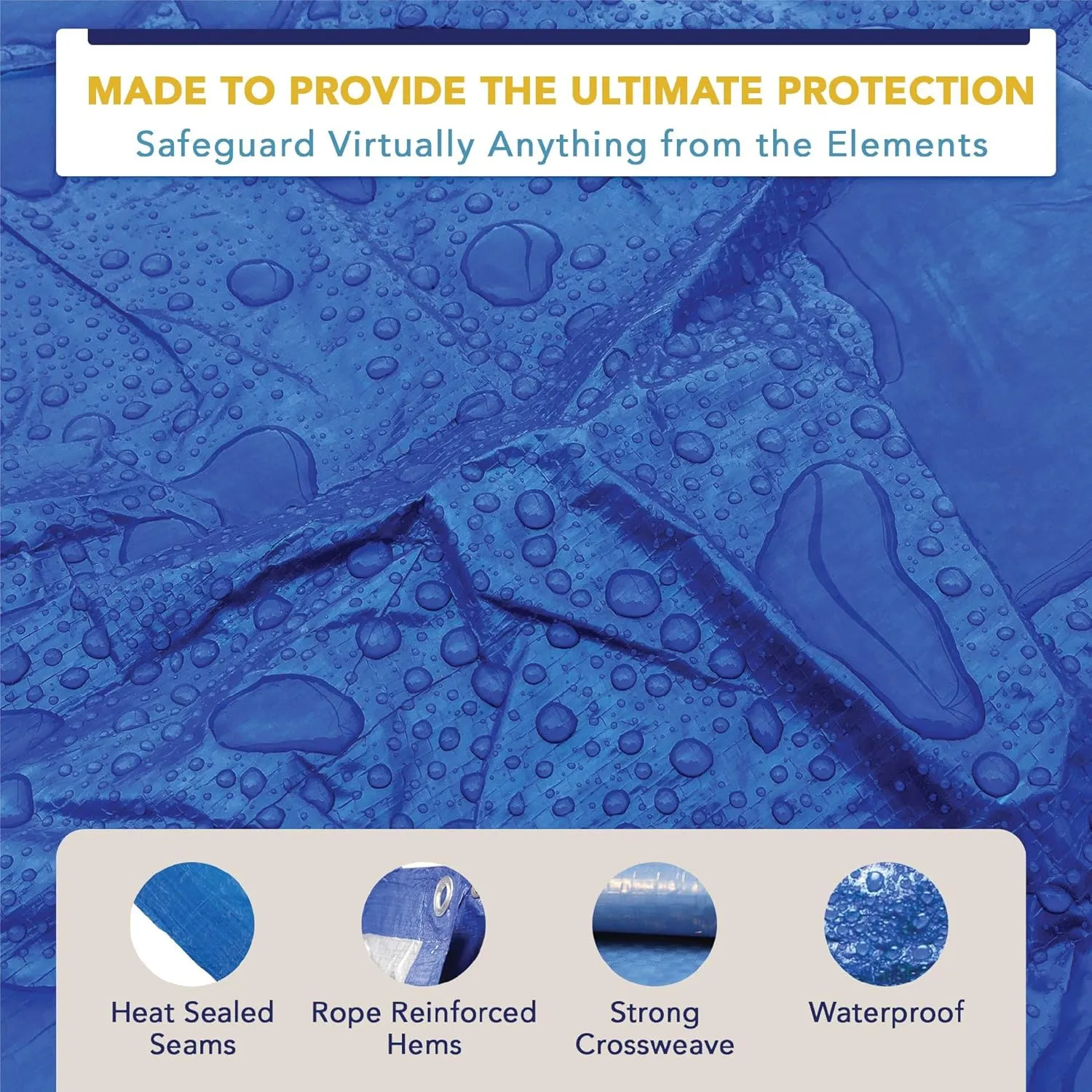 20' x 25' Waterproof Tarp, Medium Duty Reversible Blue/Silver, Multipurpose Indoor and Outdoor Tarps for Tents, Wood Cover, Furniture, Car, Boat, Pool, Tear Resistant, Blue