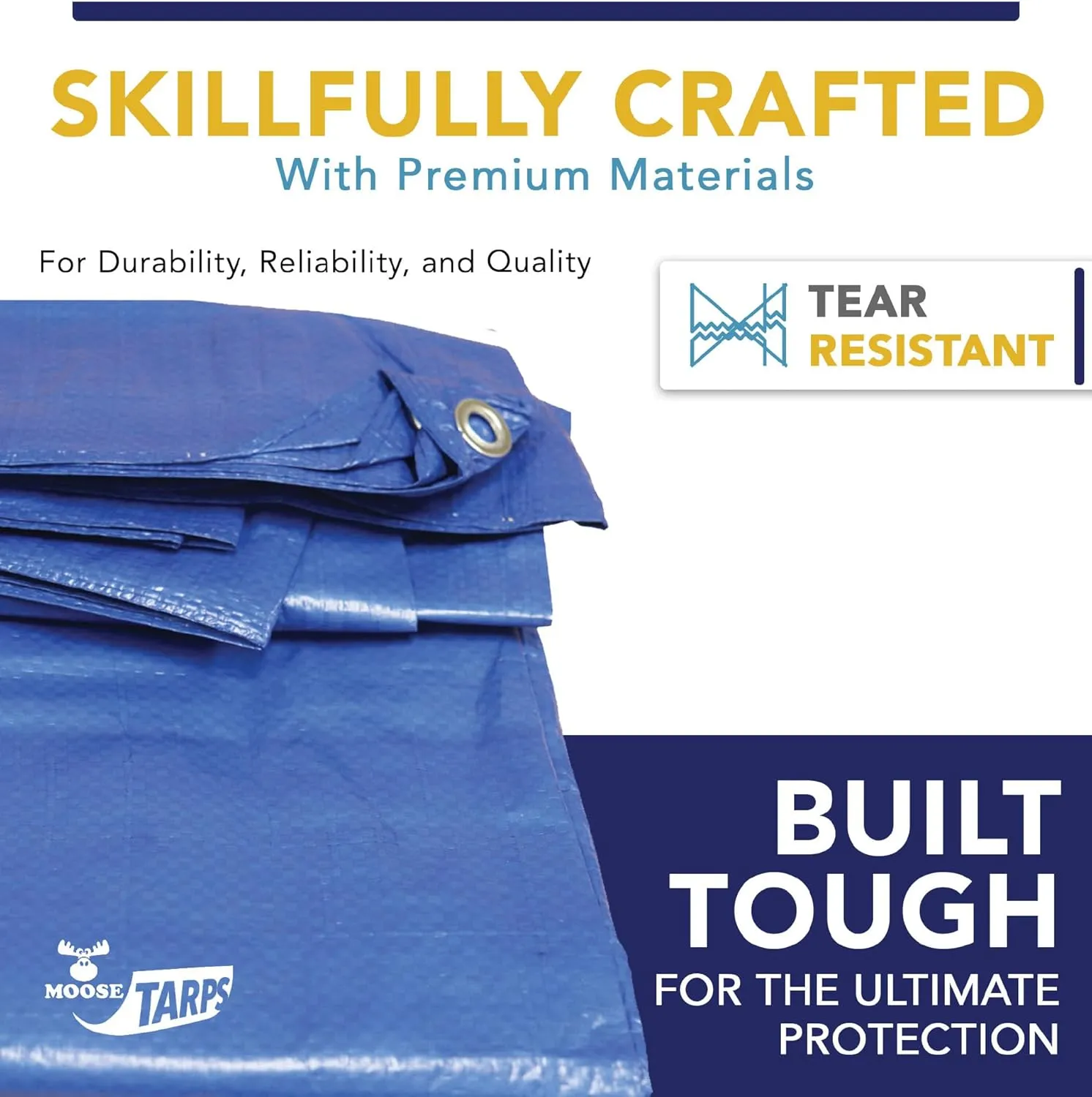 20' x 25' Waterproof Tarp, Medium Duty Reversible Blue/Silver, Multipurpose Indoor and Outdoor Tarps for Tents, Wood Cover, Furniture, Car, Boat, Pool, Tear Resistant, Blue